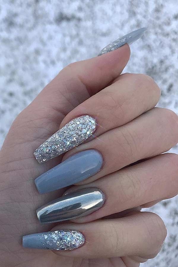 metallic frozen winter nails