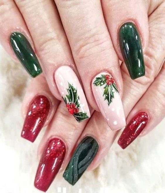winter nails, christmas nails