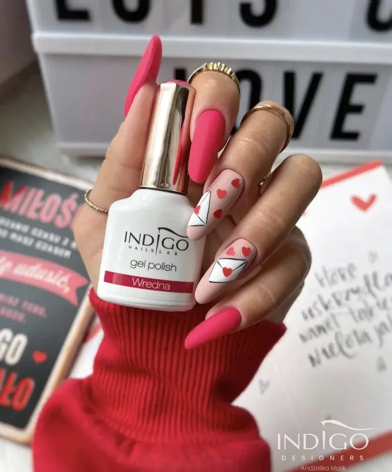 valentines nails solid color