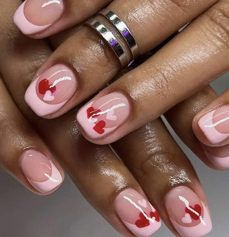 valentines day dip nails