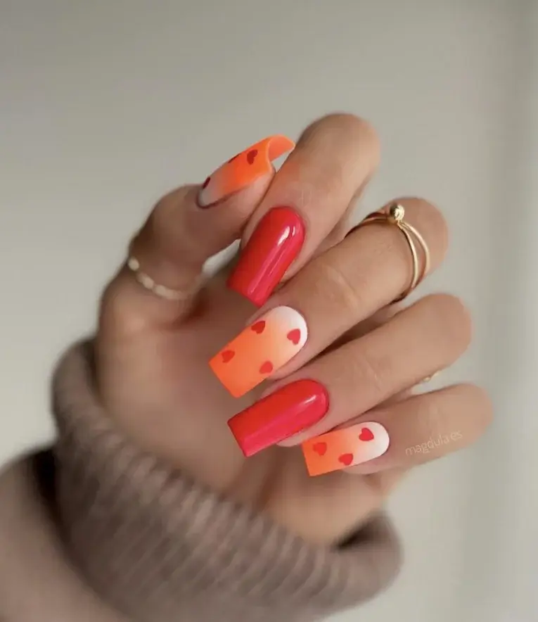 pink valentines nails