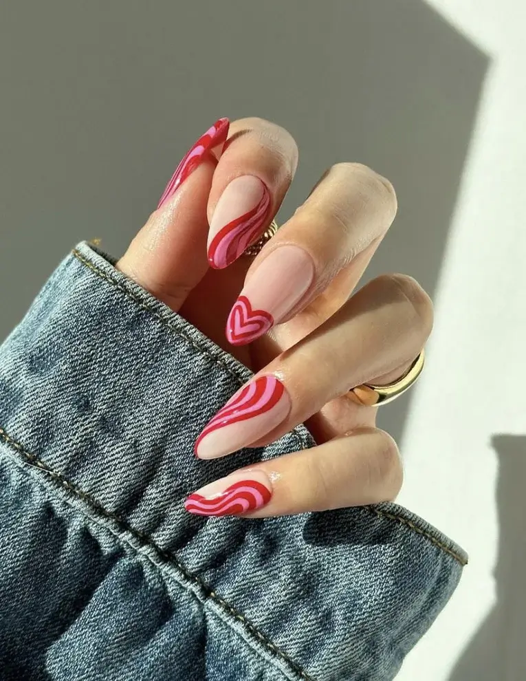 red valentines nails